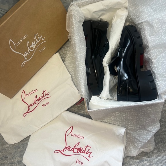 Christian Louboutin black patent lug sole loafer - Picture 1 of 8